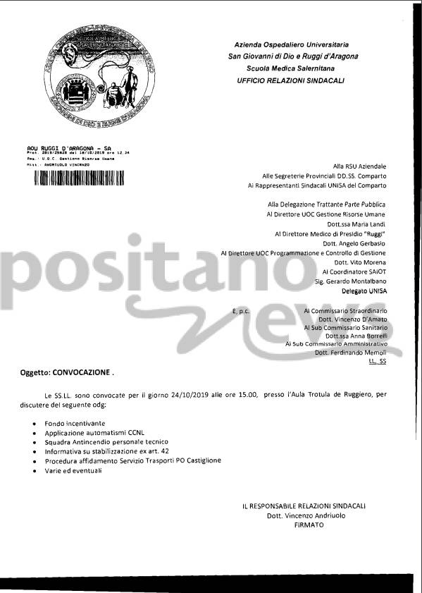 comunicazione ospedale costa amalfi