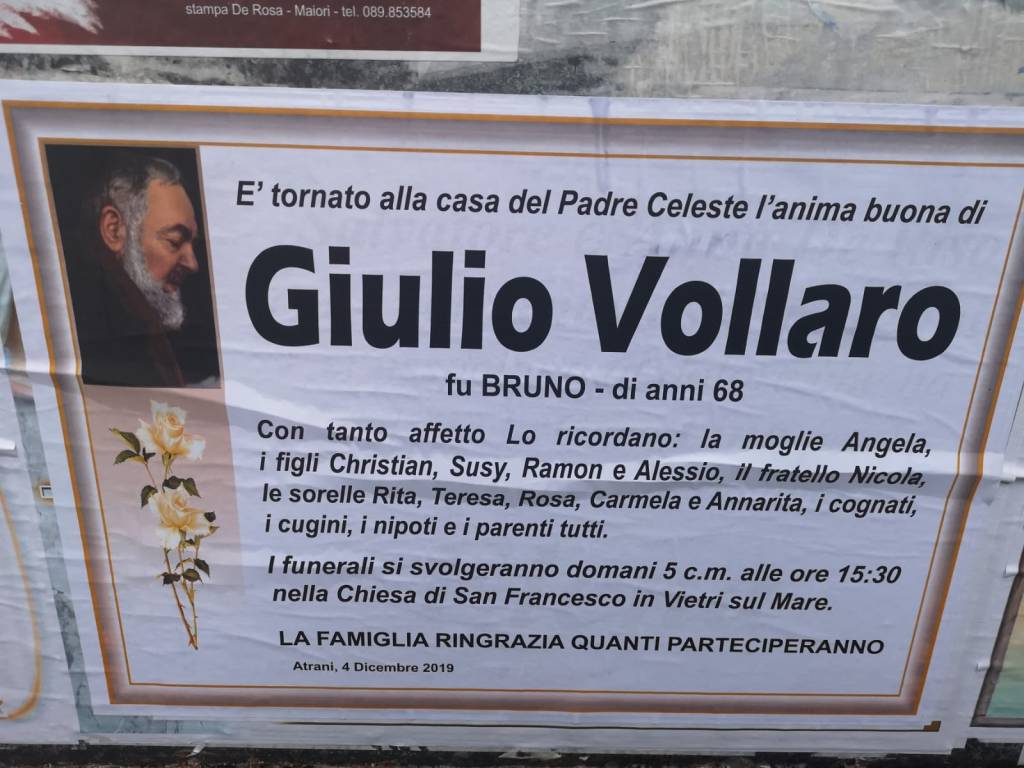 lutto giulio vollaro