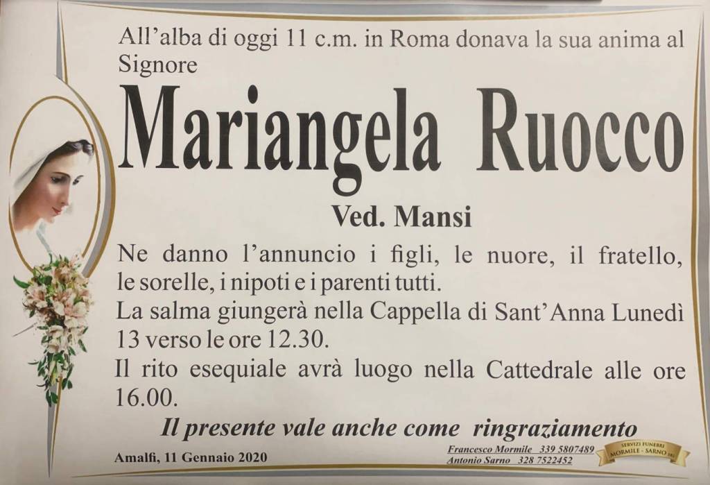 lutto mariangela ruocco