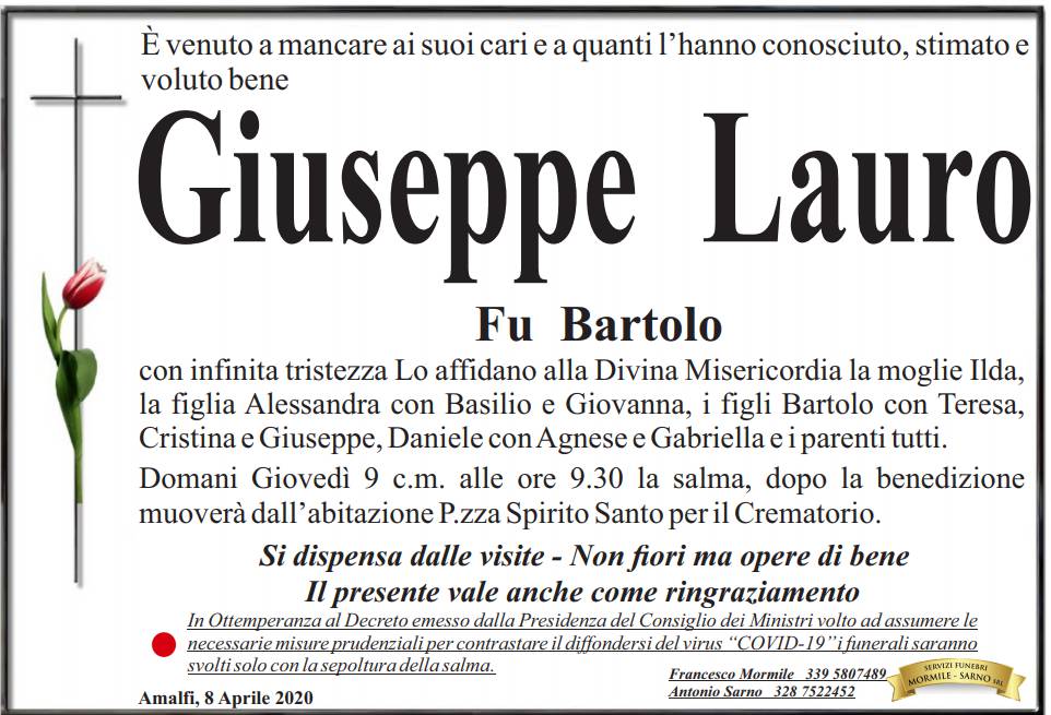 lutto giuseppe lauro