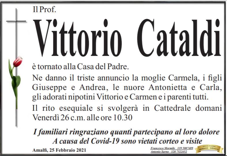 Amalfi: è venuto a mancare il prof. Vittorio Cataldi